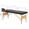 Stół składany do masażu drewniany Balance Lux 2 segmentowy 190x70 czarny